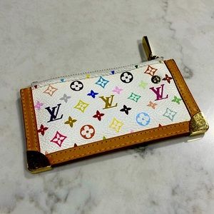 Authentic Rare Louis Vuitton Monogram Murakami Multicolor White Coin Cles Bag